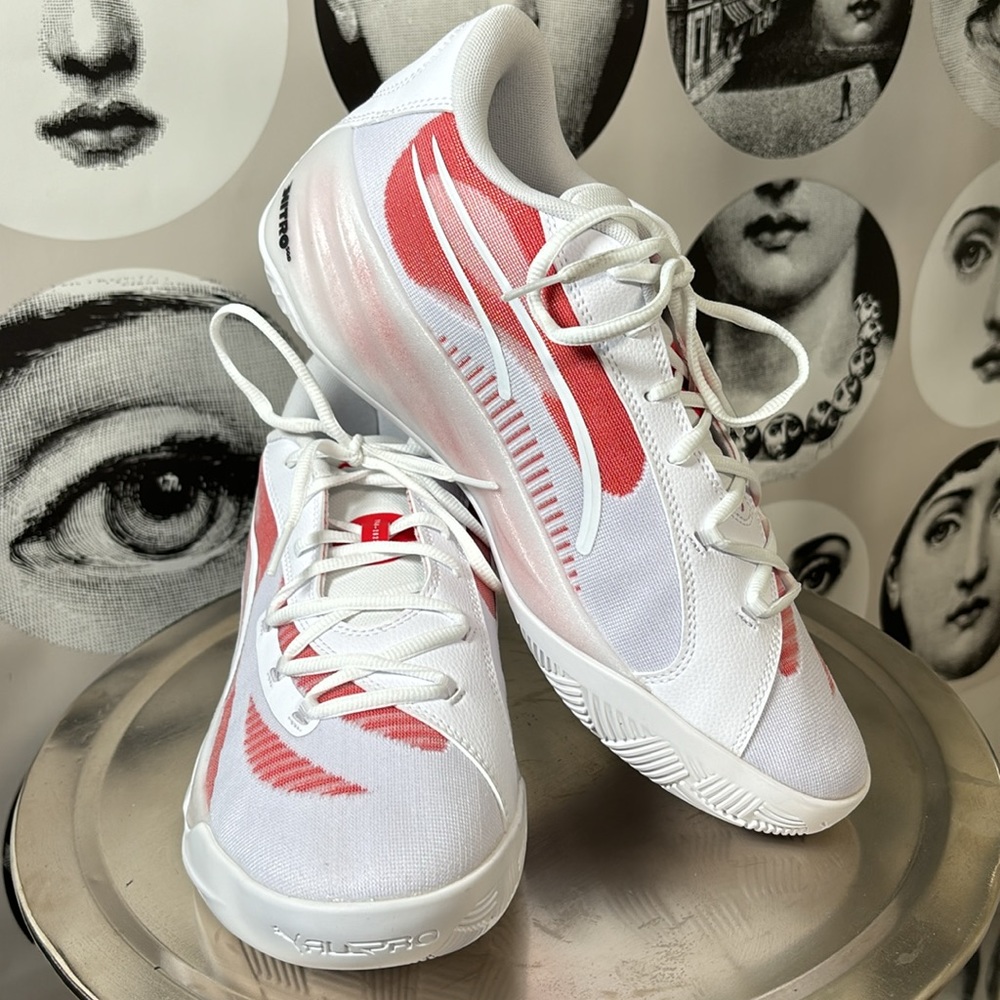 Puma Red & White AllPro Nitro Team Basketball Sneaker Shoe, Sz 11 New No Box